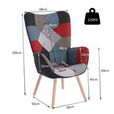 Skandinavischer Sessel mit Armlehnen im Stich Patchwork -Stoff - Funkel