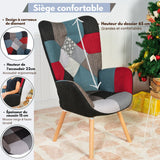 Skandinavischer Sessel mit Armlehnen im Stich Patchwork -Stoff - Funkel