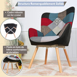 Skandinavischer Sessel mit Armlehnen im Stich Patchwork -Stoff - Funkel