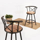 Lot de 2 tabourets de bar industriels pivotants avec dossier en tissu marron - HAILEY 24