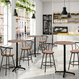 Set of 4 pivoting industrial bar stools with brown fabric file - Hailey 24
