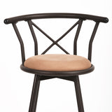 Set of 4 pivoting industrial bar stools with brown fabric file - Hailey 24