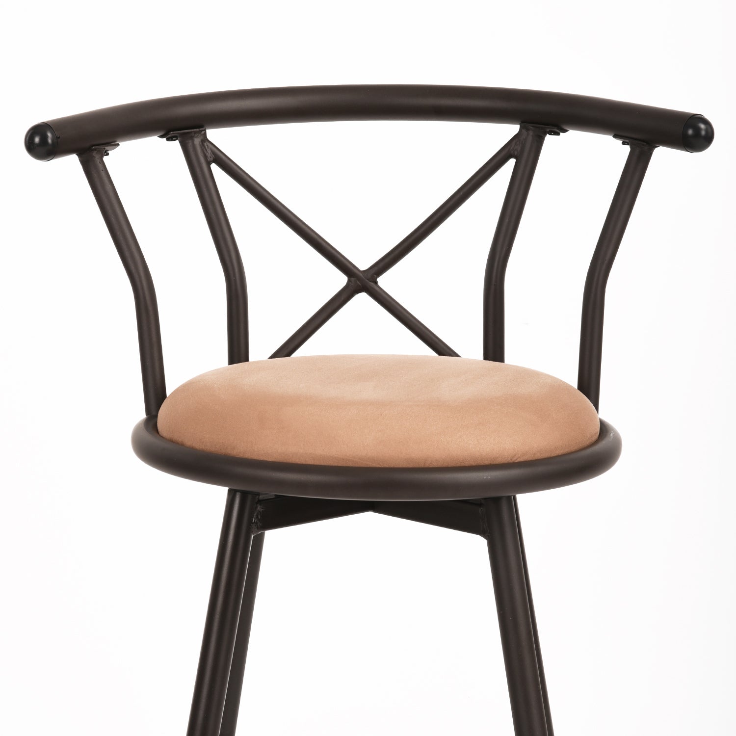 Set of 4 pivoting industrial bar stools with brown fabric file - Hailey 24