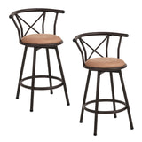 Lot de 2 tabourets de bar industriels pivotants avec dossier en tissu marron - HAILEY 24