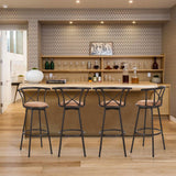 Lot de 4 tabourets de bar industriels pivotants avec dossier en tissu marron - HAILEY 29