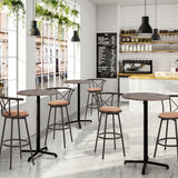 Lot de 4 tabourets de bar industriels pivotants avec dossier en tissu marron - HAILEY 29
