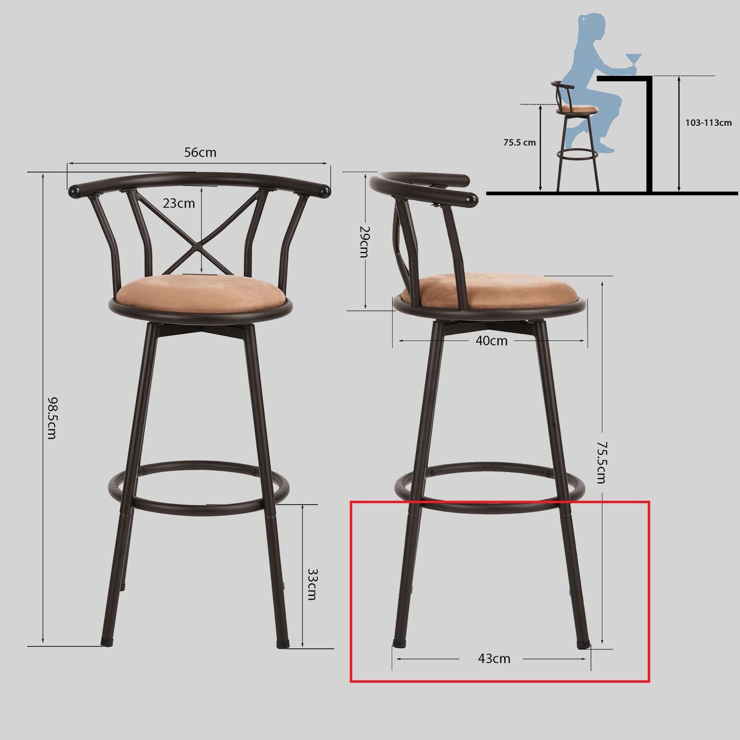 HAILEY 29 chair legs - 8PCS