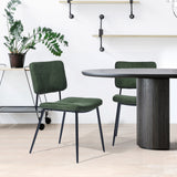 Lot de 2 chaises de salle à manger industrielles en tissu vert - KAROMI