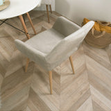 Set von 2 skandinavischen Esszimmer Sesseln mit beige Stoffarmlehnen - Cromwell