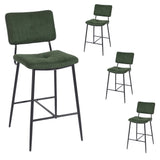Set of 4 industrial bar stools with green fabric back - INDEPENDENCE BAR