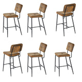 Set of 6 industrial bar stools with suede back - INDEPENDENCE BAR