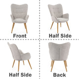 Fauteuil scandinave avec accoudoirs en tissu gris à surpiqûres - KANAS