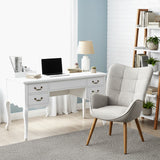 Fauteuil scandinave avec accoudoirs en tissu gris à surpiqûres - KANAS