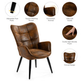 Fauteuil scandinave avec accoudoirs en suédine à surpiqûres - KANAS