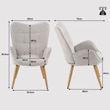 Fauteuil scandinave avec accoudoirs en tissu gris à surpiqûres - KANAS