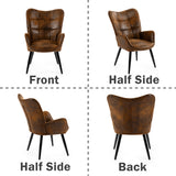 Fauteuil scandinave avec accoudoirs en suédine à surpiqûres - KANAS