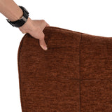 Fauteuil à bascule allaitement scandinave avec accoudoirs en chenille rouge brique à surpiqûres - KANAS