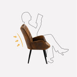 Fauteuil scandinave avec accoudoirs en suédine à surpiqûres - KANAS