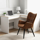 Fauteuil scandinave avec accoudoirs en suédine à surpiqûres - KANAS
