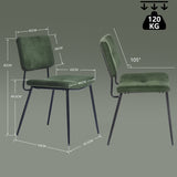 Ensemble de salle à manger de style scandinave composé d'une table ronde en chêne et de 2 chaises en tissu vert