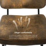 Ensemble de salle à manger de style scandinave composé d'une table ronde en chêne et de 2 chaises en suédine marron à assise rembourrée