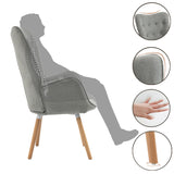 Fauteuil scandinave avec accoudoirs en tissu gris capitonné - KAS