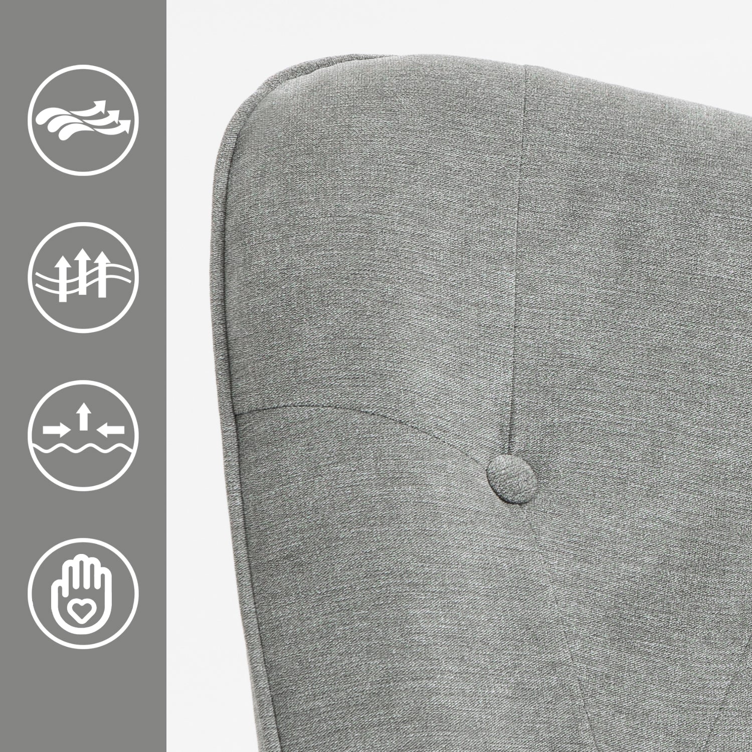 Fauteuil scandinave avec accoudoirs en tissu gris capitonné - KAS