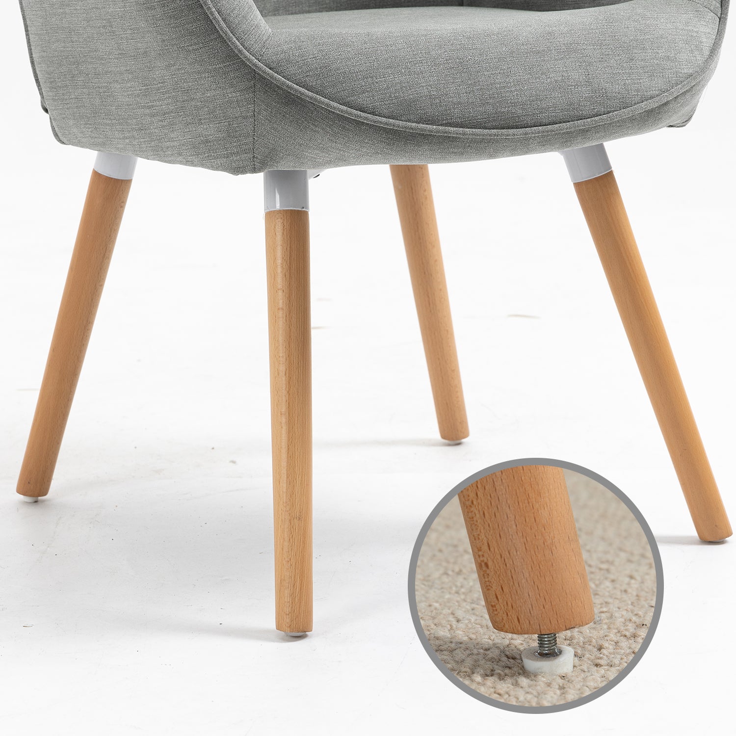 Fauteuil scandinave avec accoudoirs en tissu gris capitonné - KAS