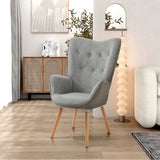 Fauteuil scandinave avec accoudoirs en tissu gris capitonné - KAS