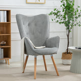 Fauteuil scandinave avec accoudoirs en tissu gris capitonné - KAS