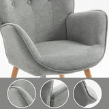 Fauteuil scandinave avec accoudoirs en tissu gris capitonné - KAS