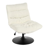 Fauteuil de loisirs réglable tissu mouton bouclette blanc pivotant à 360° - LAMBERY
