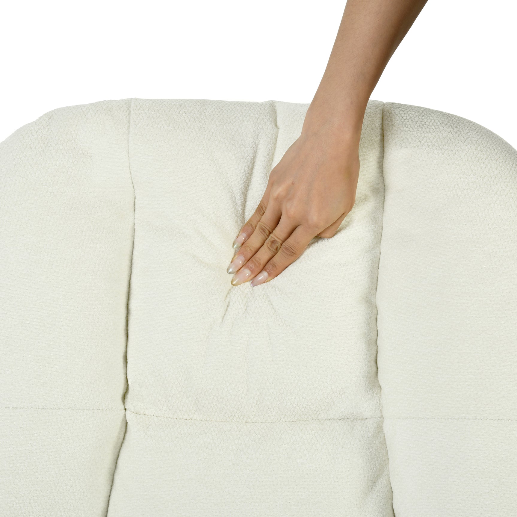 Lot de 2 fauteuil à bascule scandinave en tissu chenille avec accoudoirs pour salon ou chambre à coucher, beige - LITHOPS