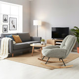 Fauteuil à bascule scandinave en velours côtelé avec accoudoirs pour salon ou chambre à coucher, gris - LITHOPS