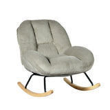 Fauteuil à bascule scandinave en velours côtelé avec accoudoirs pour salon ou chambre à coucher, gris - LITHOPS