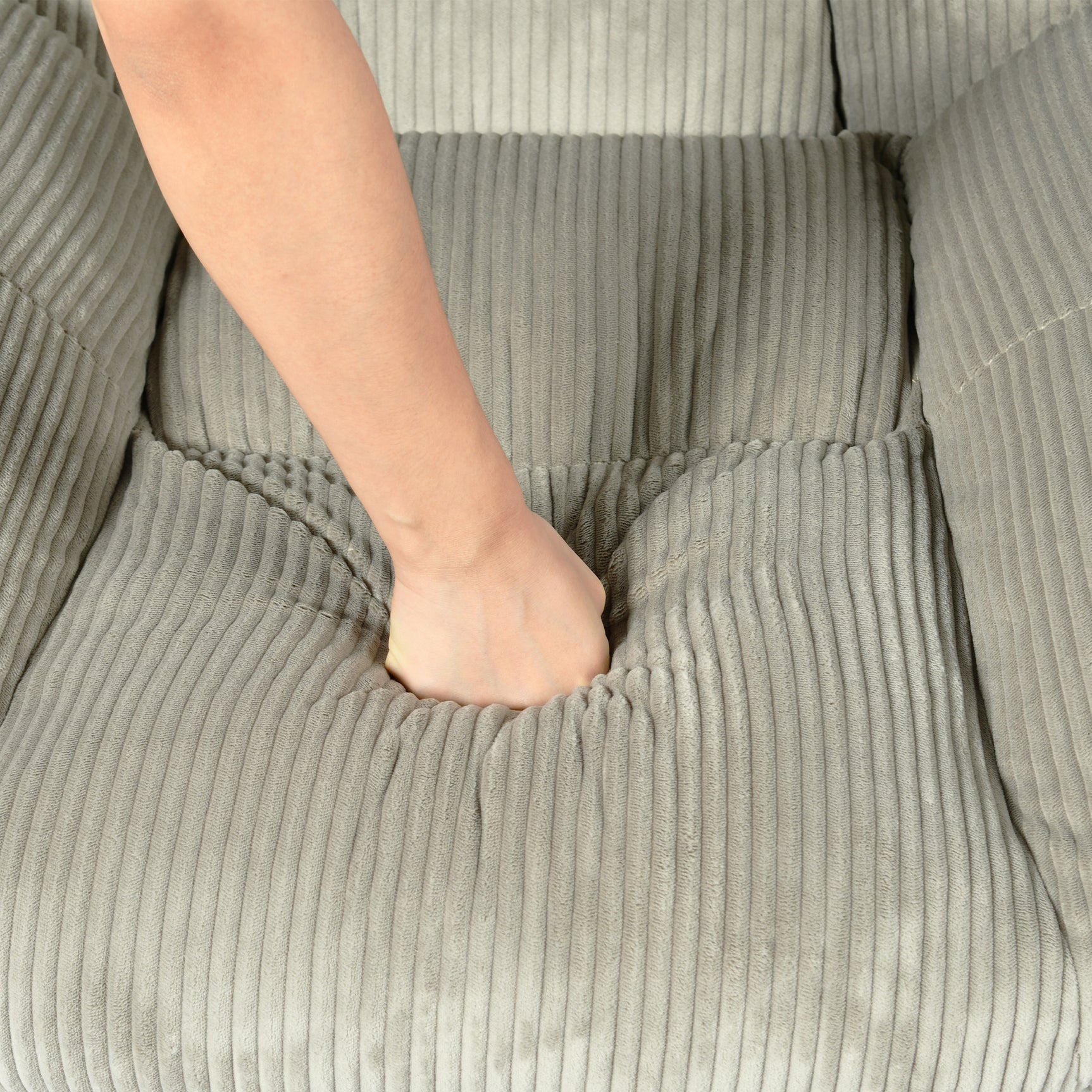 Fauteuil à bascule scandinave en velours côtelé avec accoudoirs pour salon ou chambre à coucher, gris - LITHOPS