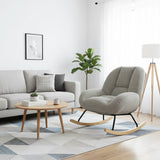 Fauteuil à bascule scandinave en velours côtelé avec accoudoirs pour salon ou chambre à coucher, gris - LITHOPS