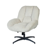 Fauteuil de bureau pivotant scandinave avec accoudoirs en velours côtelé, réglable, beige - LITHOPS FIX