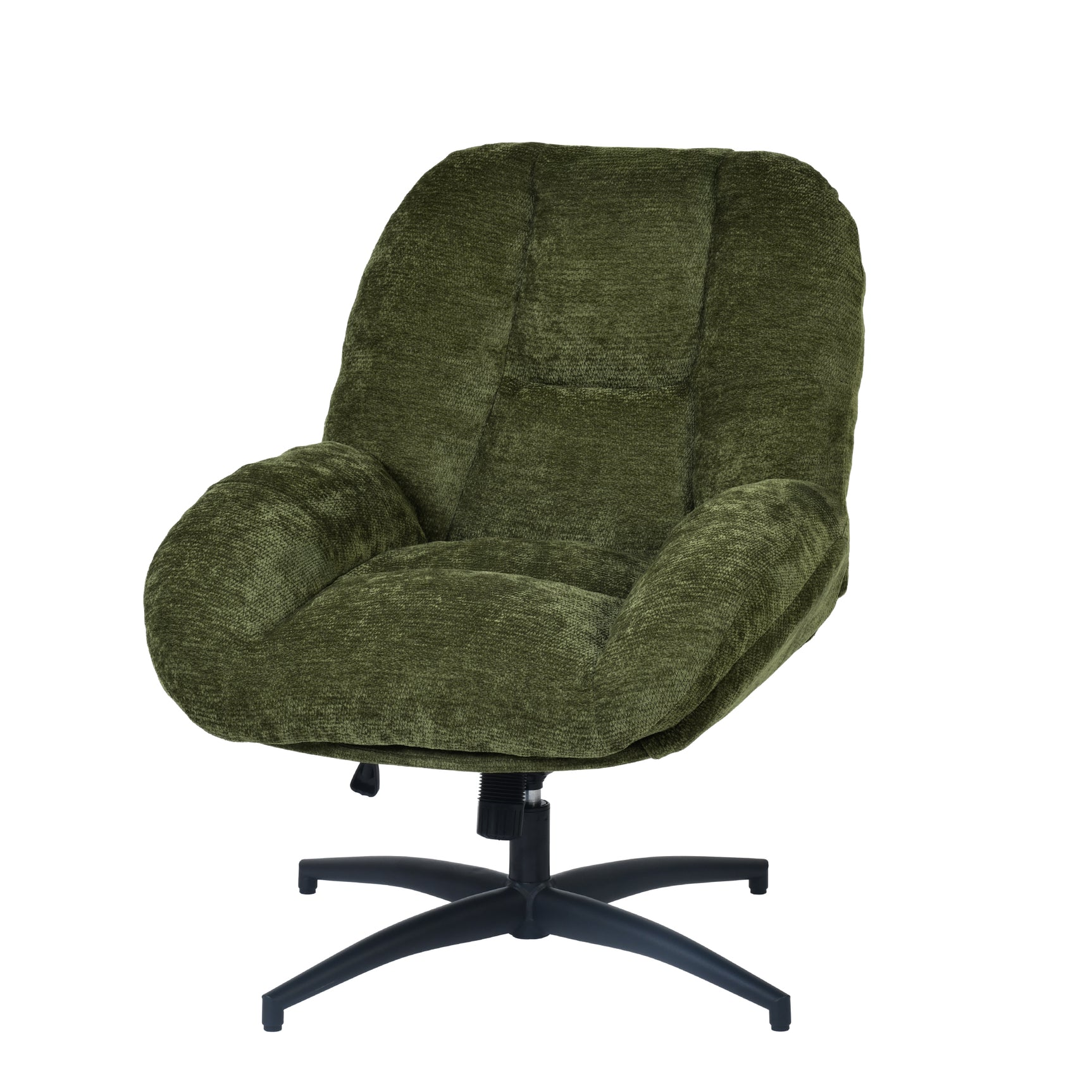 Fauteuil de bureau pivotant scandinave avec accoudoirs en tissu chenille, réglable, vert - LITHOPS FIX