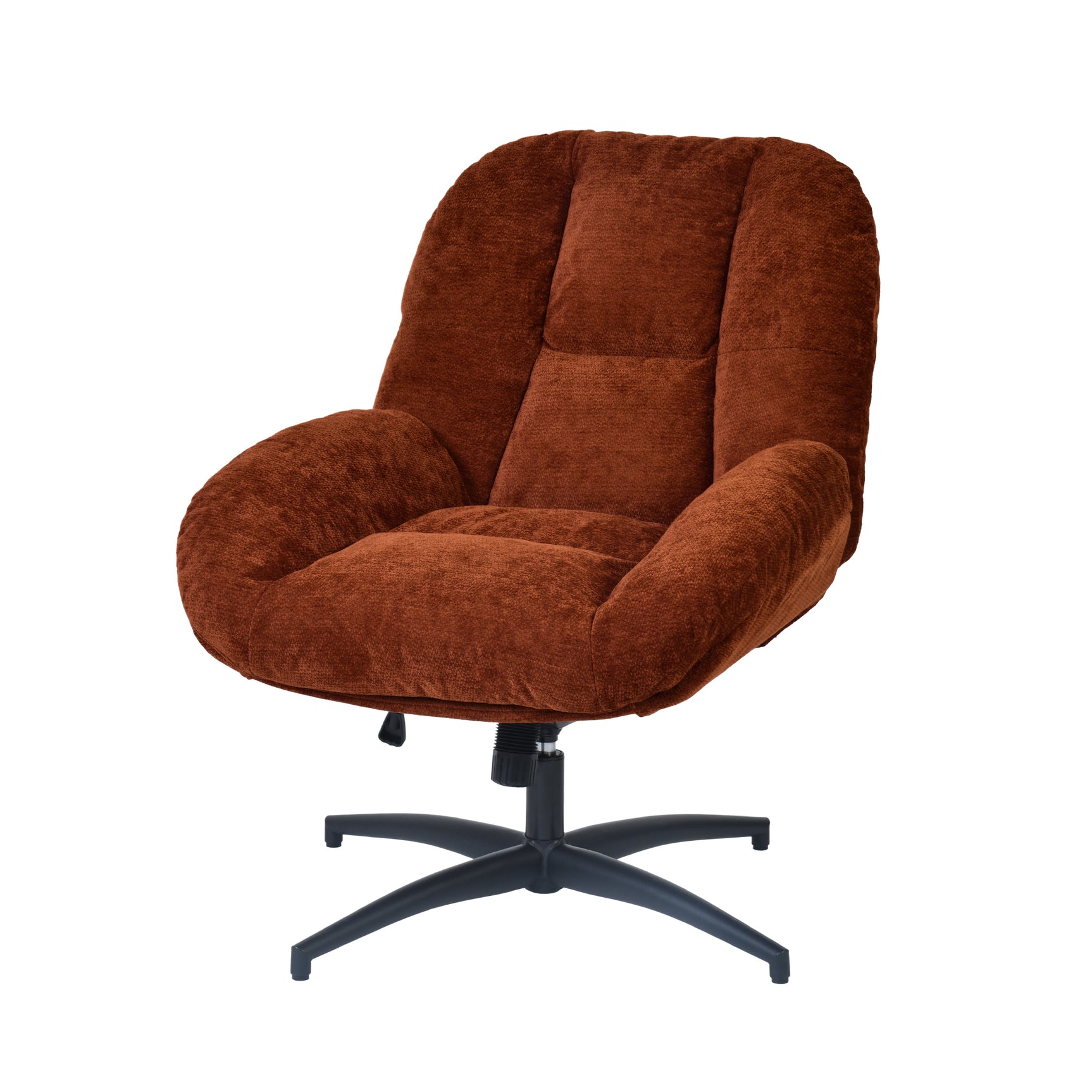 Fauteuil de bureau pivotant scandinave avec accoudoirs en tissu chenille, réglable, terracotta - LITHOPS FIX