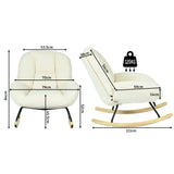 Lot de 2 fauteuil à bascule scandinave en tissu chenille avec accoudoirs pour salon ou chambre à coucher, beige - LITHOPS