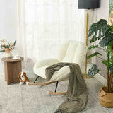 Lot de 2 fauteuil à bascule scandinave en tissu chenille avec accoudoirs pour salon ou chambre à coucher, beige - LITHOPS