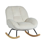Fauteuil à bascule scandinave en velours côtelé avec accoudoirs pour salon ou chambre à coucher, beige - LITHOPS