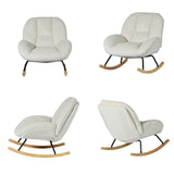 Fauteuil à bascule scandinave en velours côtelé avec accoudoirs pour salon ou chambre à coucher, beige - LITHOPS