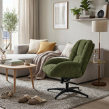 Fauteuil de bureau pivotant scandinave avec accoudoirs en tissu chenille, réglable, vert - LITHOPS FIX