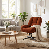 Fauteuil de bureau pivotant scandinave avec accoudoirs en tissu chenille, réglable, terracotta - LITHOPS FIX