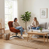Fauteuil de bureau pivotant scandinave avec accoudoirs en tissu chenille, réglable, terracotta - LITHOPS FIX