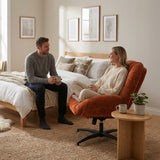 Fauteuil de bureau pivotant scandinave avec accoudoirs en tissu chenille, réglable, terracotta - LITHOPS FIX