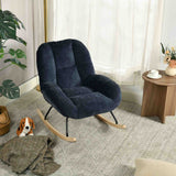 Lot de 2 fauteuil à bascule scandinave en tissu chenille avec accoudoirs pour salon ou chambre à coucher, bleu - LITHOPS