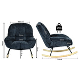 Lot de 2 fauteuil à bascule scandinave en tissu chenille avec accoudoirs pour salon ou chambre à coucher, bleu - LITHOPS